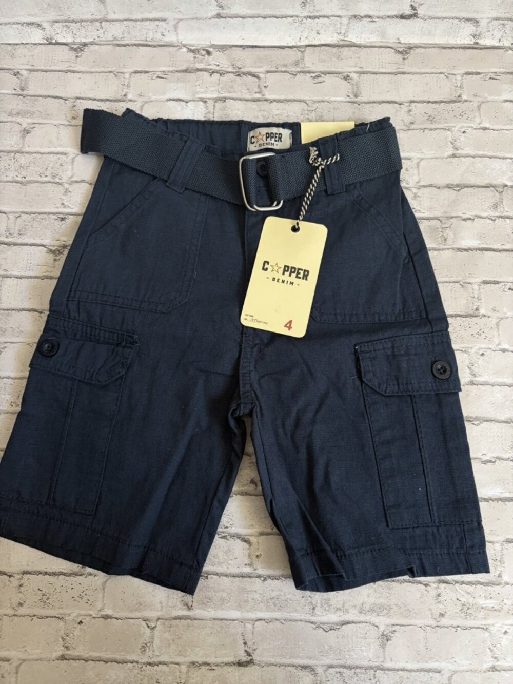 Copper Denim Boys Navy Blue Cargo Shorts Size 4 NWT